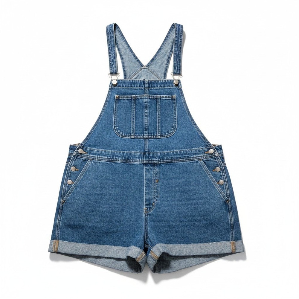 Old Navy XXL Blue Denim Overall Shorts Womens Vintage Casual Boho XXL